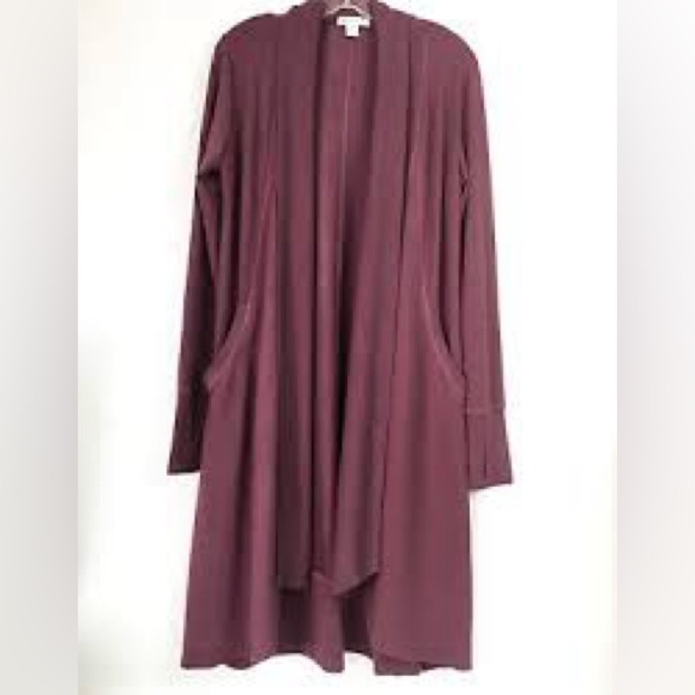 Women's Athleta Pranayama Long Open-Front Cardigan Sweater - Plum